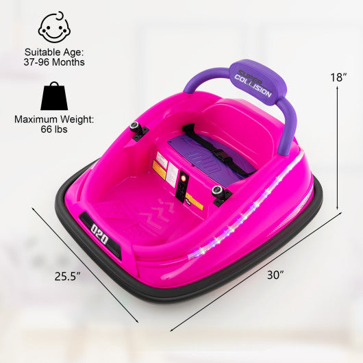 12V Kids Bumper Car Ride on Toy with Remote Control and 360 Degree Spin Rotation-Pink