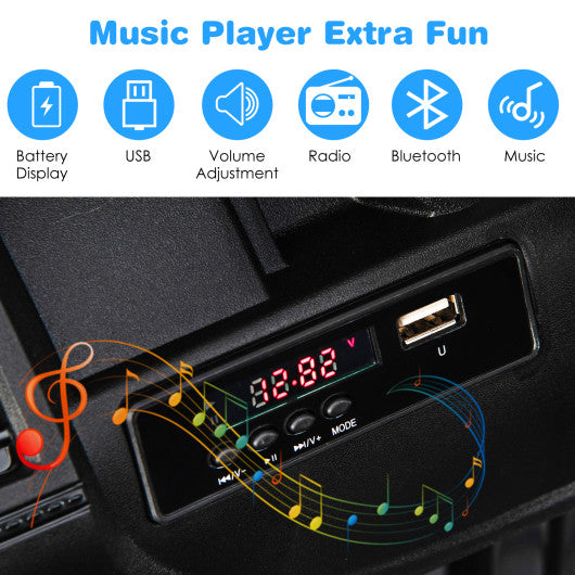 12V Kids Ride-on Jeep Car with 2.4 G Remote Control-Solid Black