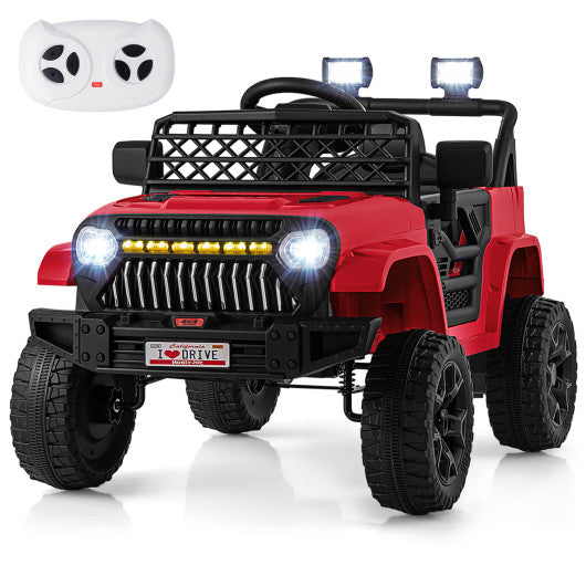 12V Kids Ride on Truck Car with Parental Remote and Music Player-Red