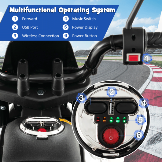 Aprilia Licensed Kids Ride On Motorcycle with 2 Training Wheels-White