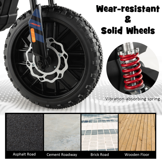 Aprilia Licensed Kids Ride On Motorcycle with 2 Training Wheels-Navy