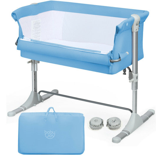 Travel Portable Baby Bed Side Sleeper Bassinet Crib with Carrying Bag-Blue