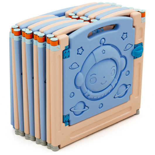 16-Panel Foldable Playpen Kids Activity Center with Lockable Door