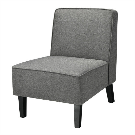 Modern Armless Accent Sofa Chair with Rubber Wood Legs -Gray