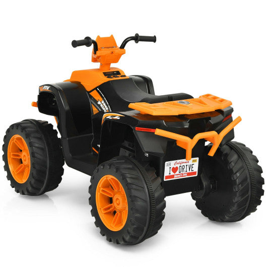 12V Kids Ride on ATV with LED Lights and Treaded Tires and LED lights-Orange