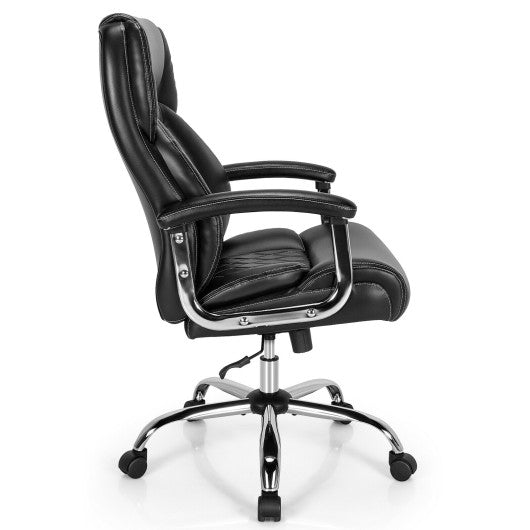 Height Adjustable Big and Tall Office Chair Computer Desk Chair with Metal Base-Black