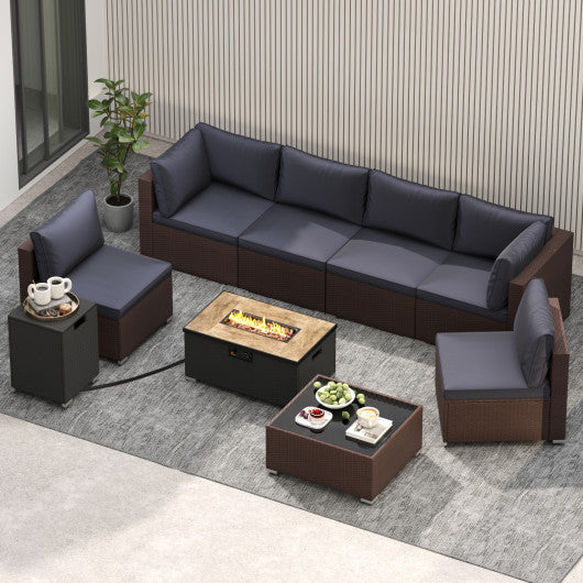 12 Pieces Outdoor Furniture Set with 32 Inch Fire Pit Table and Propane Tank Cover