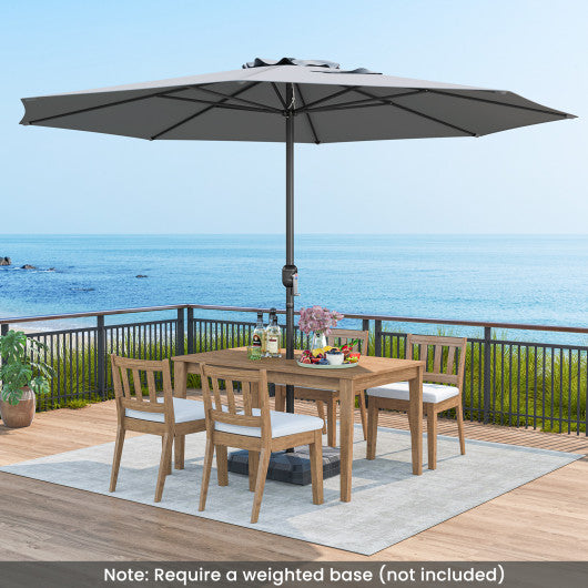 12 Feet Patio Umbrella with Crank Handle and 8 Sturdy Ribs-Gray
