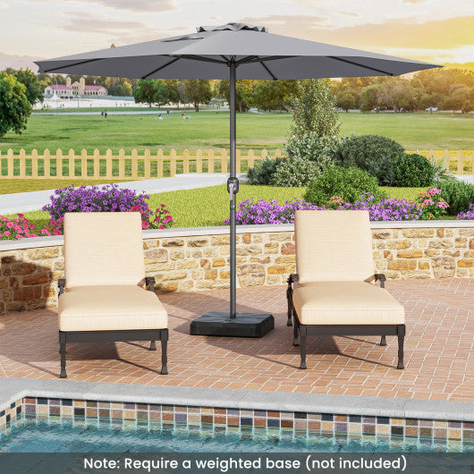12 Feet Patio Umbrella with Crank Handle and 8 Sturdy Ribs-Gray