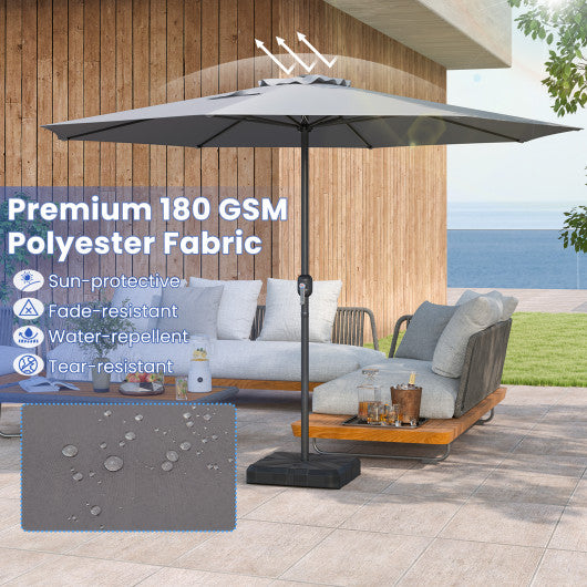 12 Feet Patio Umbrella with Crank Handle and 8 Sturdy Ribs-Gray