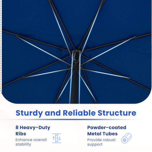 12 Feet Patio Umbrella with Crank Handle and 8 Sturdy Ribs-Navy