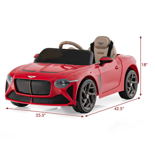 12V Powered Car Kids Ride-on Racer Car Licensed Bentley Bacalar-Red