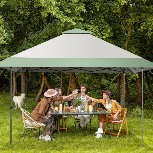 13 x 13 Feet Pop-Up Patio Canopy Tent with Shelter and Wheeled Bag-Gray