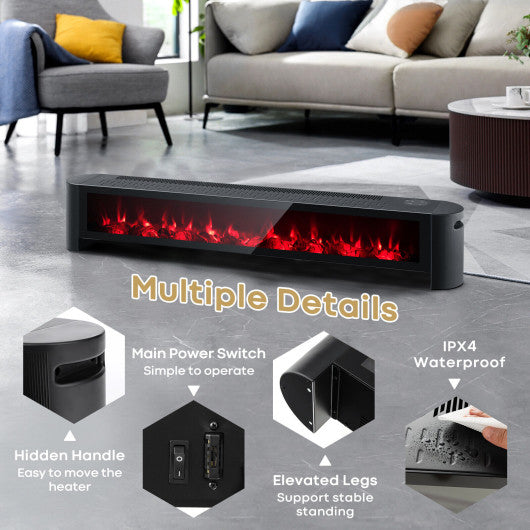 1400W Electric Baseboard Heater with Realistic Multicolor Flame-Black