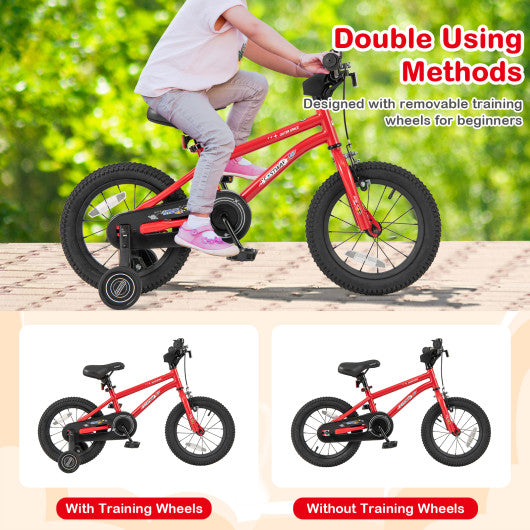 14-Inch Kids Bike Ages 3-8 with Handbrake and Coaster Brake and Bell Ring-14 inches