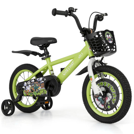 14 Inch Kids Bike Adjustable with Detachable Training Wheels for 3-5 Years Old-14 inches