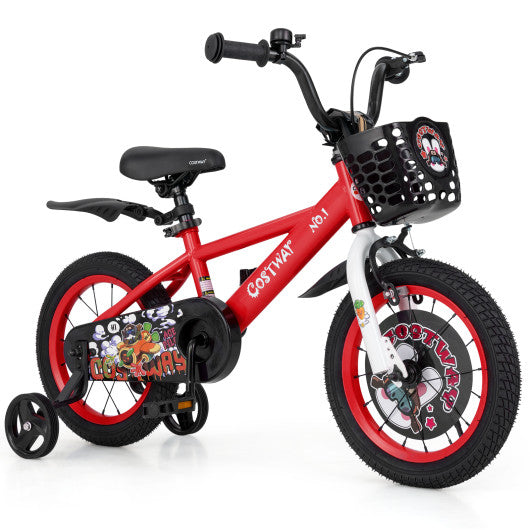 14 Inch Kids Bike Adjustable with Storage Basket and Double Brake for 3-5 Years Old-14 inches