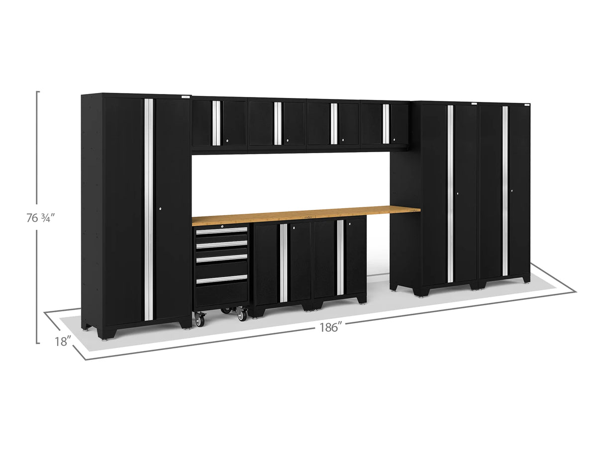 Bold Series 12 Piece Cabinet Set with Tool, Base, Wall Cabinets and 3 Lockers