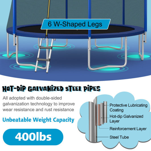 15/16 Feet Outdoor Recreational Trampoline with Enclosure Net-15ft