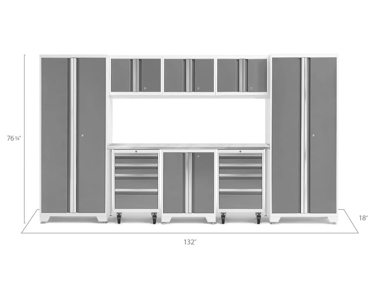 Bold Series 9 Piece Cabinet Set with 2 Tool, Base, Wall Cabinets and 30 In. Lockers