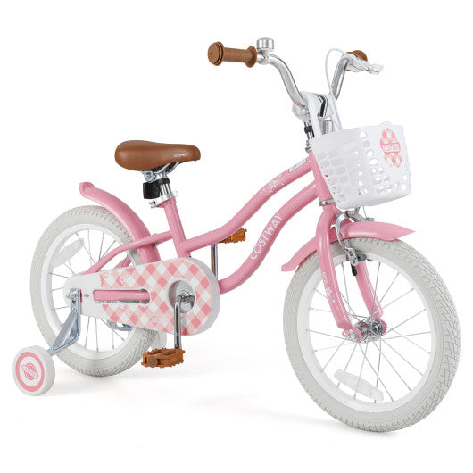16 Inch Kids Bike with Training Wheels and Basket for Boys Girls 4-7 Years Old-16 inches