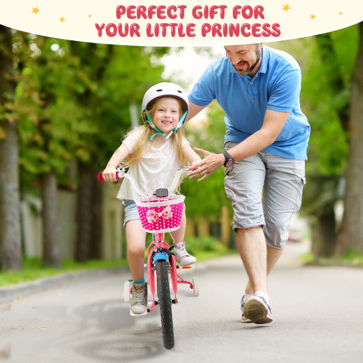 16 Inch Kids Bike with Training Wheels and Storage Basket-16 inches