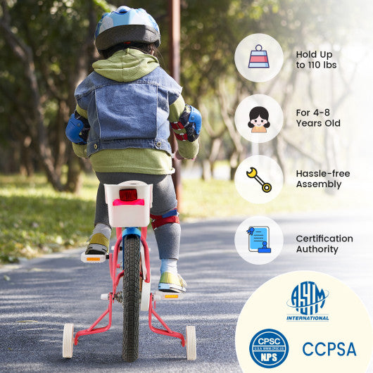 16 Inch Kids Bike with Training Wheels and Storage Basket-16 inches