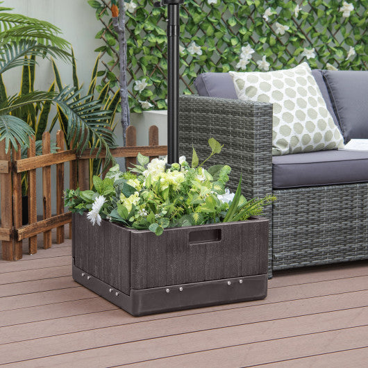 175 LBS Outdoor Fillable Umbrella Base with Table Tray-Brown