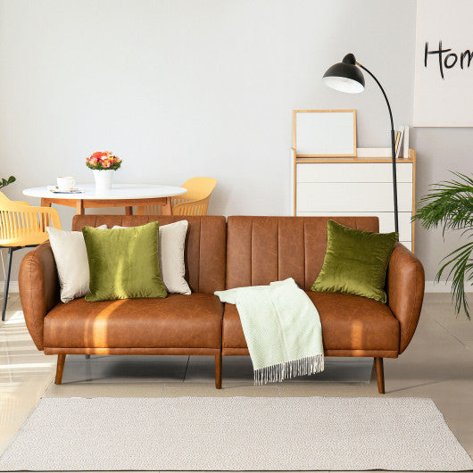 3 Seat Convertible Sofa Bed with Adjustable Backrest for Living Room-Brown