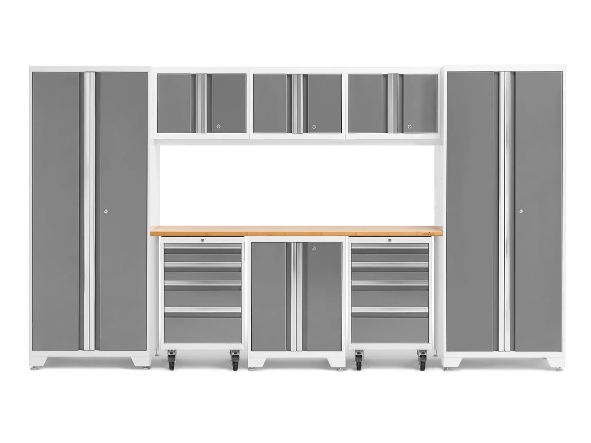 Bold Series 9 Piece Cabinet Set with 2 Tool, Base, Wall Cabinets and 30 In. Lockers
