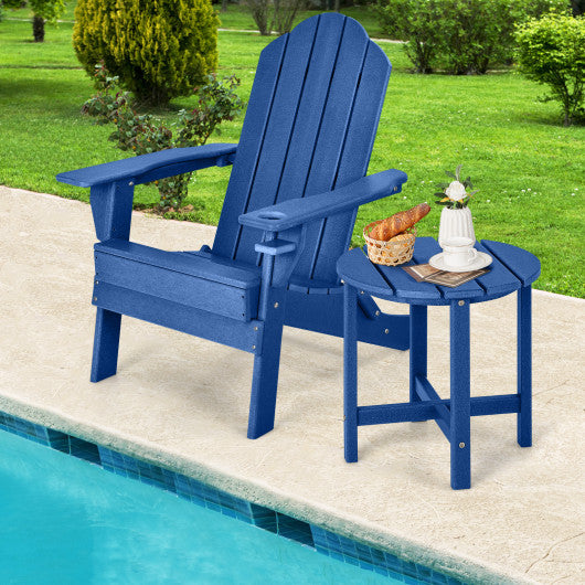 18 Inch Round Weather-Resistant Adirondack Side Table-Navy