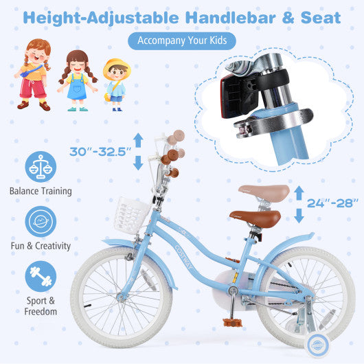 18 Inch Kids Bike with Adjustable Handlebar and Seat for 4-8 Year Old