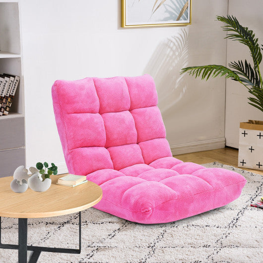 Adjustable 14-position Cushioned Floor Chair-Pink