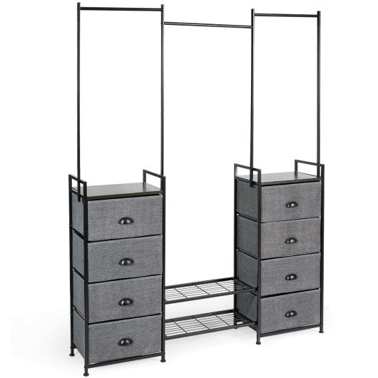 3-in-1 Portable Multifunctional Dresser with 8 Fabric Drawers and Metal Rack