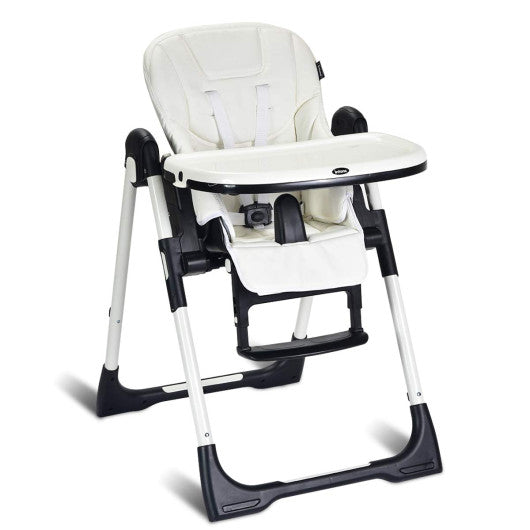 Foldable High chair with Multiple Adjustable Backrest-White