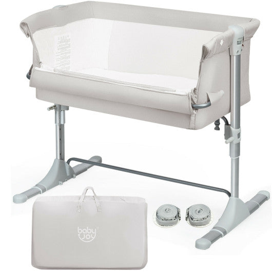 Travel Portable Baby Bed Side Sleeper Bassinet Crib with Carrying Bag-Beige