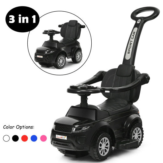 3 in 1 Ride on Push Car Toddler Stroller Sliding Car with Music-Black