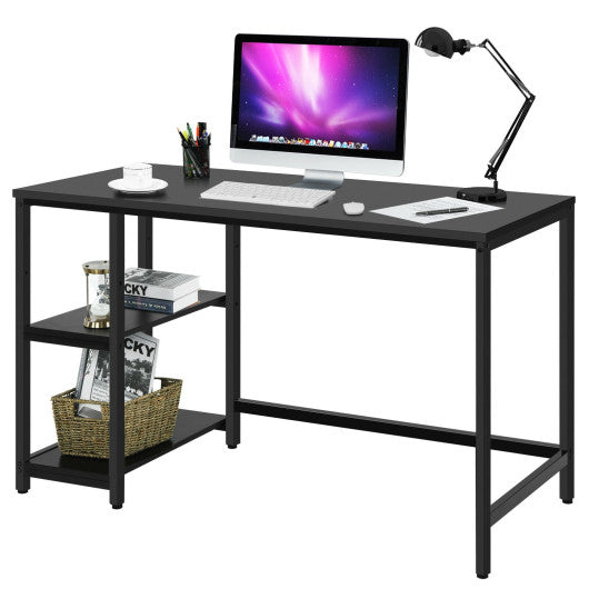 47 Inch Computer Desk Office Study Table Workstation Home with Adjustable Shelf Black-M