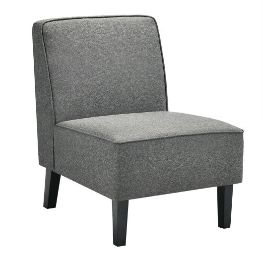 Modern Armless Accent Sofa Chair with Rubber Wood Legs -Gray