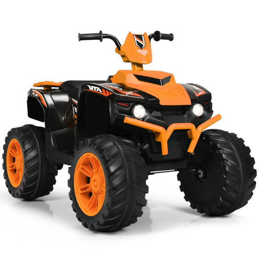 12V Kids Ride on ATV with LED Lights and Treaded Tires and LED lights-Orange