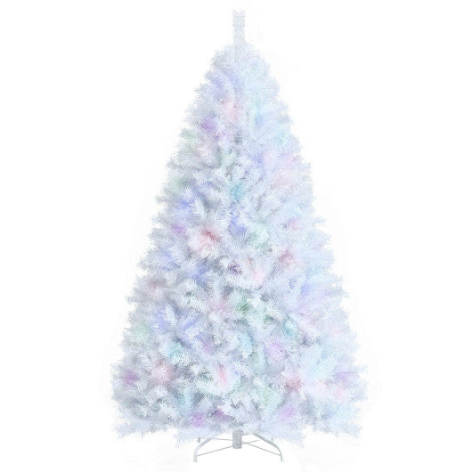 7 Feet White Iridescent Tinsel Artificial Christmas Tree with Metal Stand