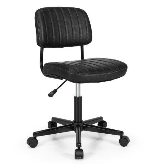 PU Leather Adjustable Office Chair Swivel Task Chair with Backrest-Black