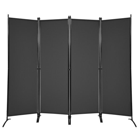 4-Panel Room Divider with Steel Frame-Black