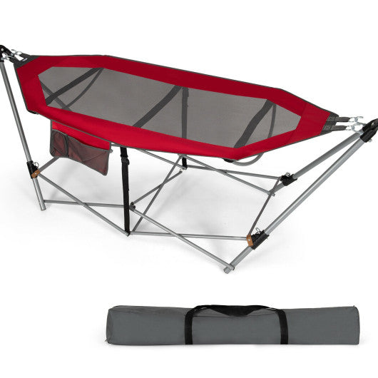Portable Folding Hammock with Hammock Stand-Red