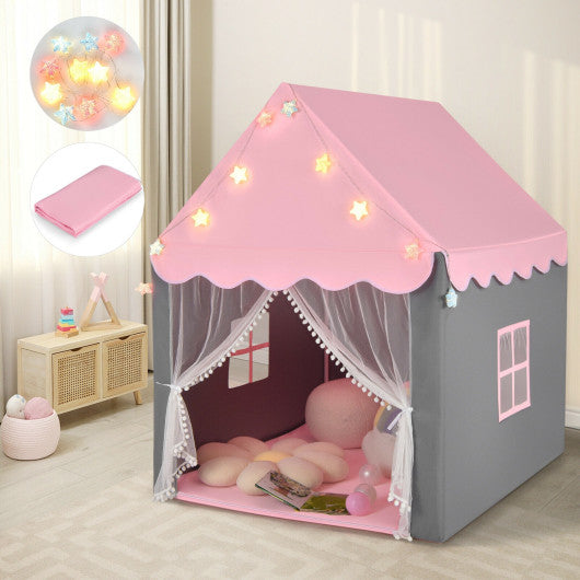 Kids Playhouse Tent with Star Light and Mat-Pink