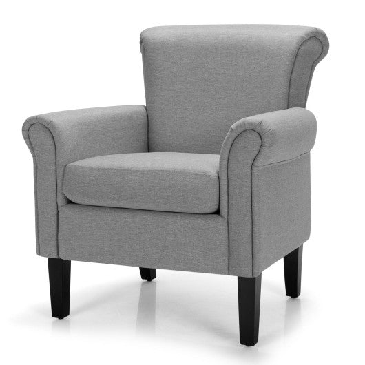 Upholstered Fabric Accent Chair with Adjustable Foot Pads-Light Gray