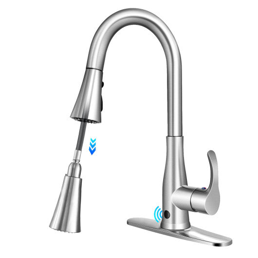 Touchless Kitchen Faucet with 360° Swivel Single Handle Sensor and 3 Mode Sprayer