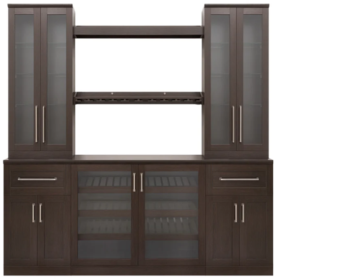 Home Bar Espresso 8 Piece Cabinet Set - 21"