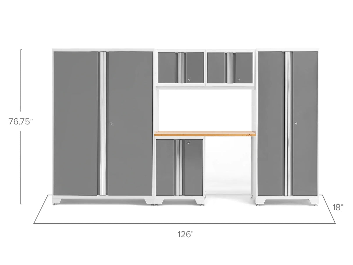 Bold Series 6 Piece Cabinet Set with Base, Wall Cabinets, 30 In. Locker and 48 In. RTA Locker