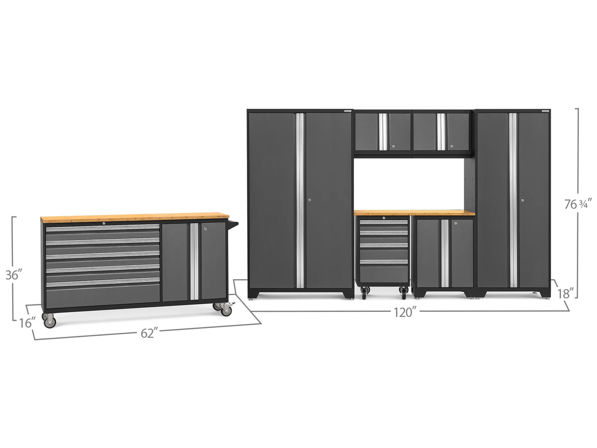 Bold Series 8 Piece Cabinet Set with Project Center, Tool Drawer, Base, Wall Cabinets and Lockers